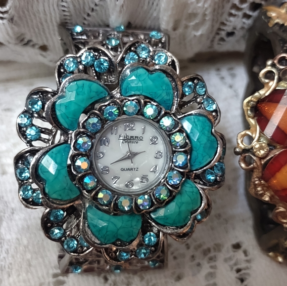 WORKING flower clamp watch Figaro - Picture 2 of 2